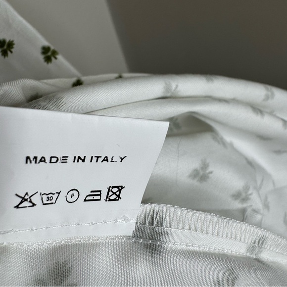 Daphne Wild White Clover Print Sleeveless Cotton Midi Dress Cottagecore Size 1 - Picture 7 of 9